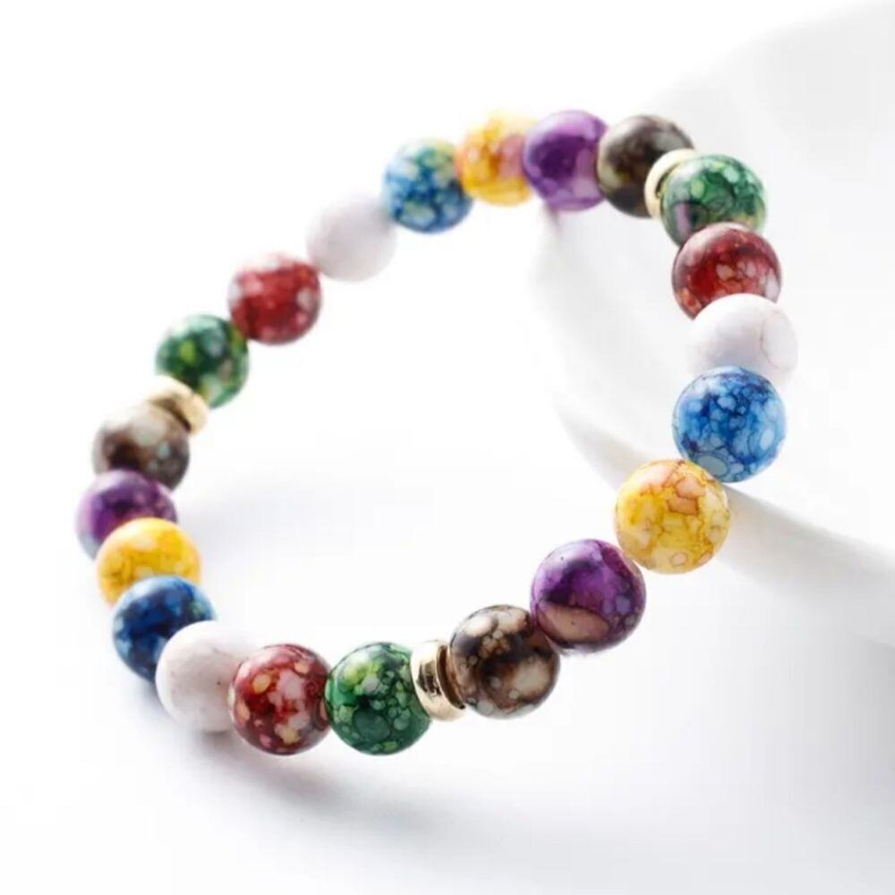 Volcanic Stone Colorful 7 Chakra Energy Bracelet